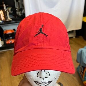 Jordan Bright Red Hat with Black Emblem